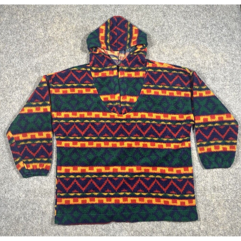 Vintage Jeans Wear Aztec Fleece 1/4 Jacket Men’s M Hooded Boxy Comfort Soft READ